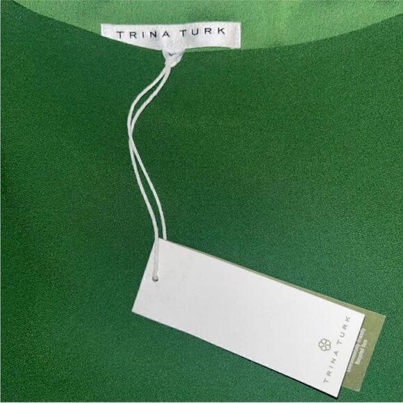 Trina Turk NWT Sunset Sleeveless Asymmetric Boatneck Gathered Green Top XL - Picture 6 of 6